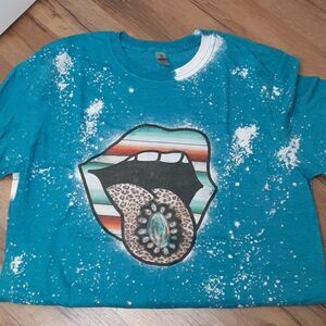 Turquoise Serape Tongue Bleached Tee